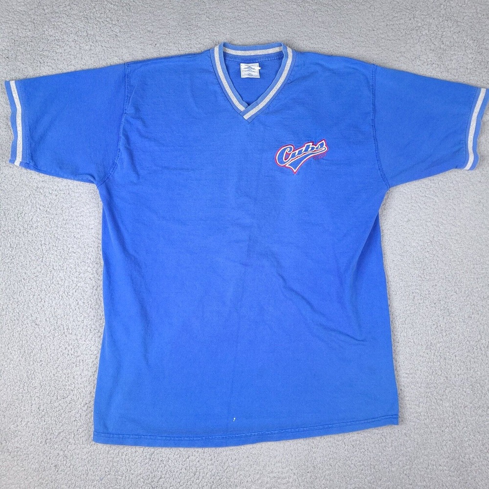 Vintage 1998 Chicago Cubs T-Shirt Mens XL Blue Pro Player MLB Script Logo